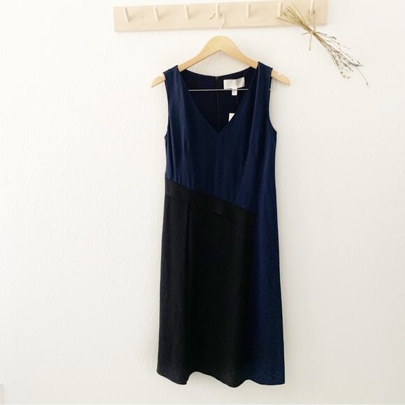Boss by Hugo Boss V Neck Sleeveless A Line Dress Blue Black Size 6 New - Picture 8 of 10